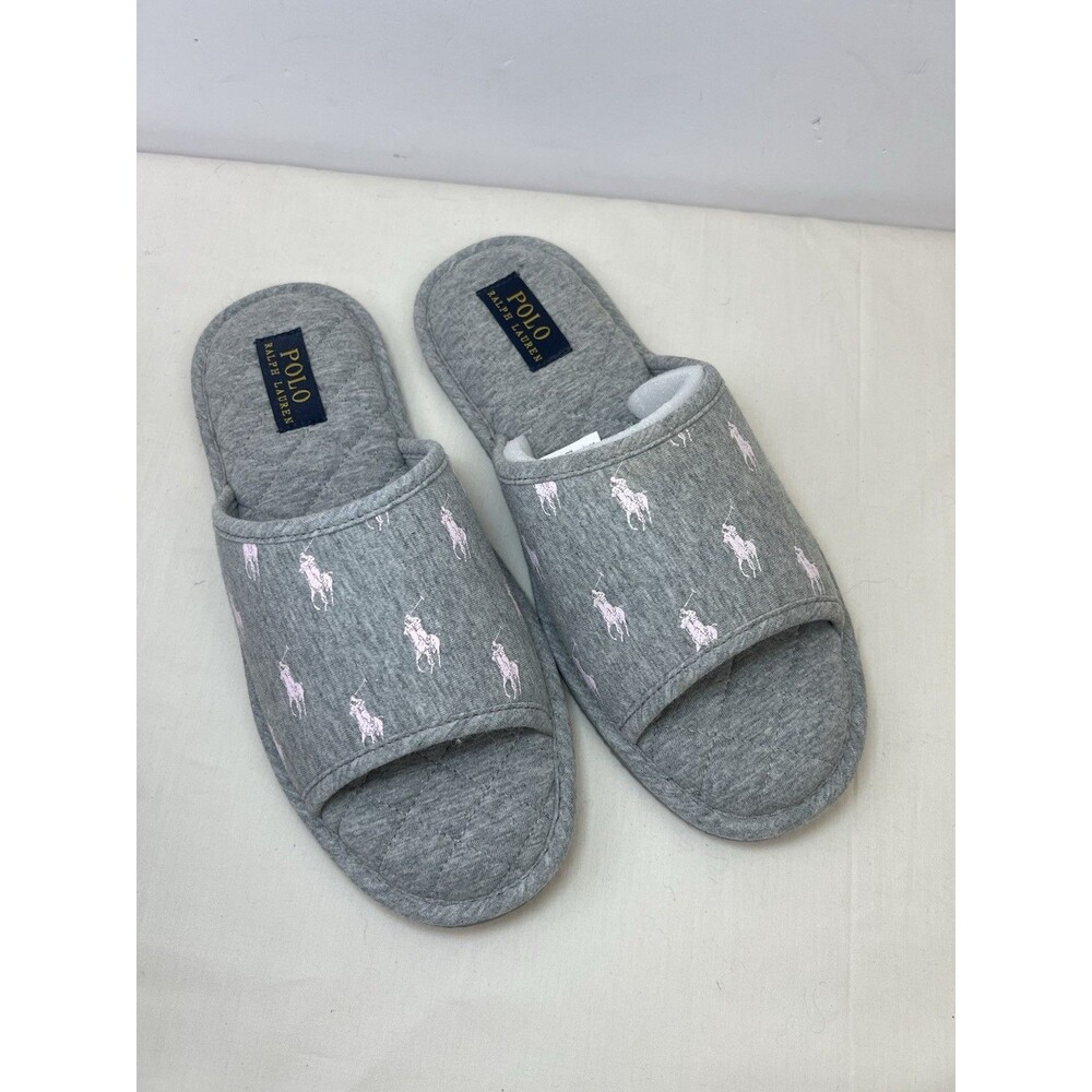 Polo Ralph Lauren Slippers Womens Size 8 Gray Open Toe Memory Foam Antero Slide - Picture 2 of 7